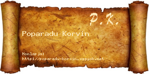 Poparadu Korvin névjegykártya